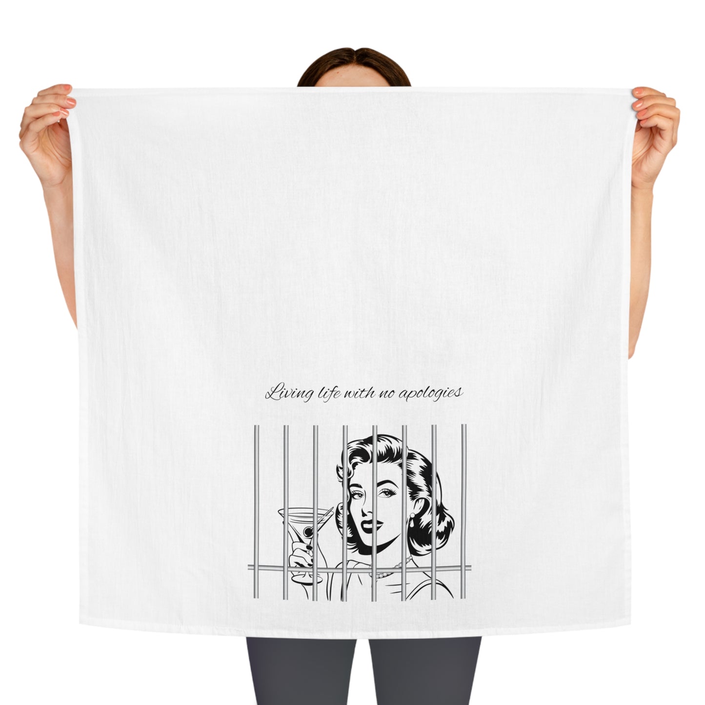 No Apologies Offered or Needed for Living Life to the Fullest - Funny Kitchen Towel for Hostess, Girlfriend, Sister, Mom, Teacher, Friends