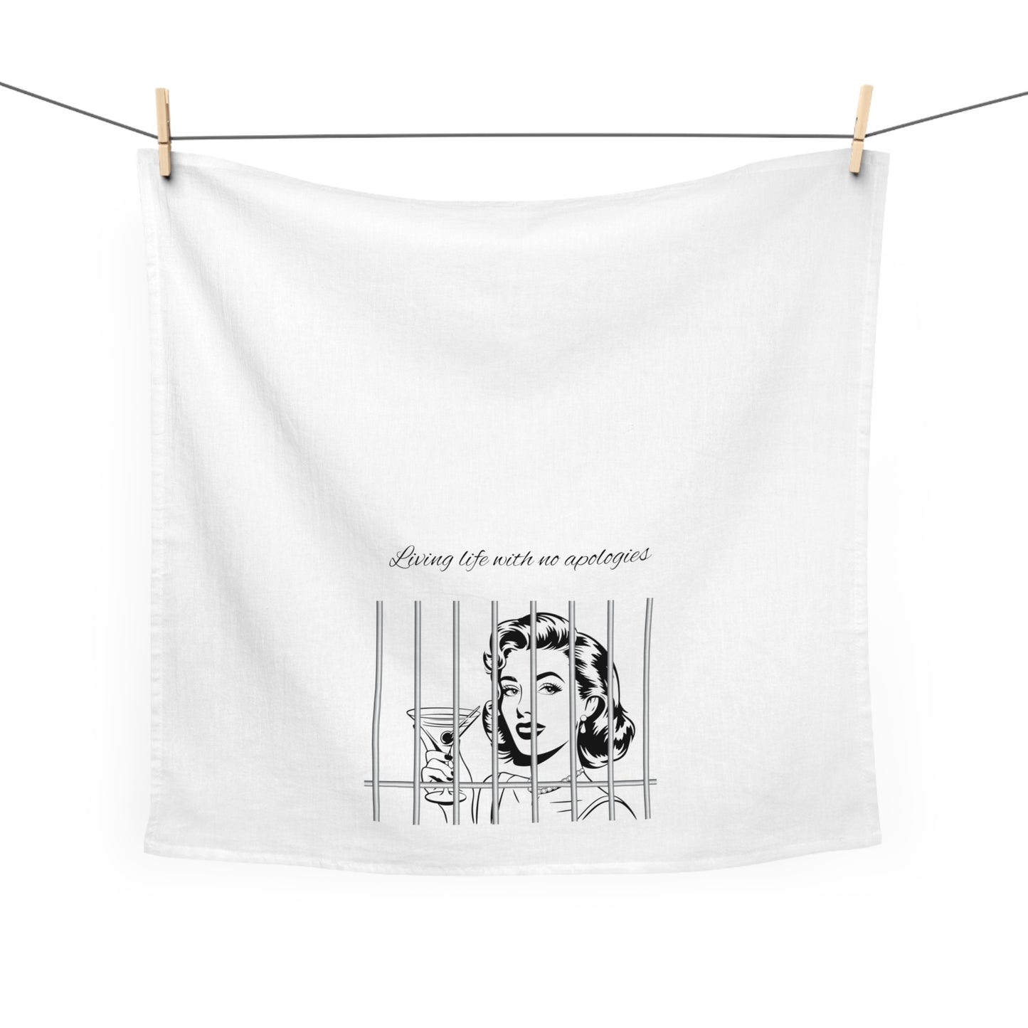 No Apologies Offered or Needed for Living Life to the Fullest - Funny Kitchen Towel for Hostess, Girlfriend, Sister, Mom, Teacher, Friends