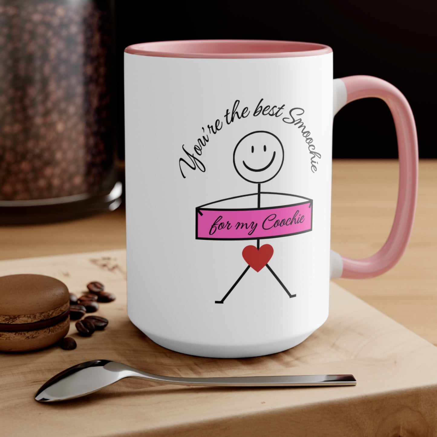 Funny mug for partner boyfriend girlfriend kissing intimate kisses Valentines Day birthday anniversary smoochie on your coochie