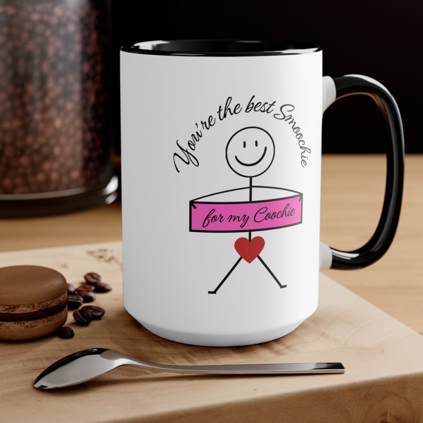 Funny mug for partner boyfriend girlfriend kissing intimate kisses Valentines Day birthday anniversary smoochie on your coochie