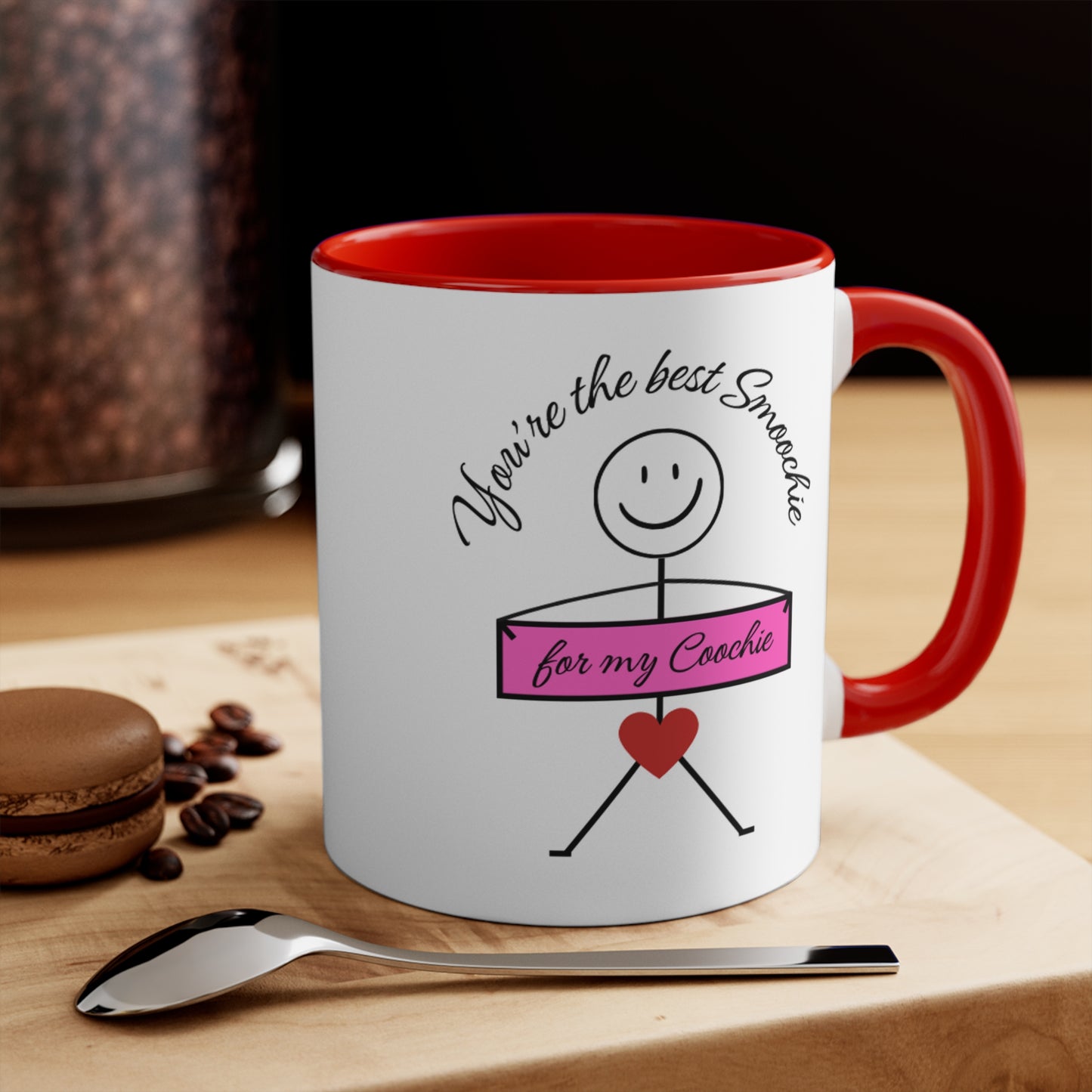 Funny mug for partner boyfriend girlfriend kissing intimate kisses Valentines Day birthday anniversary smoochie on your coochie