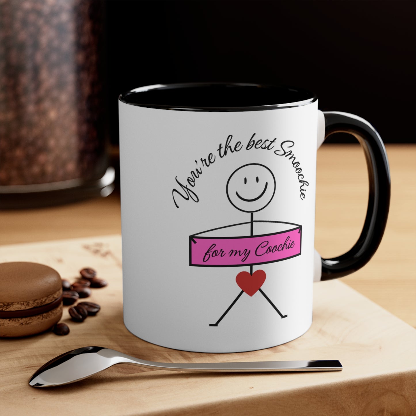 Funny mug for partner boyfriend girlfriend kissing intimate kisses Valentines Day birthday anniversary smoochie on your coochie