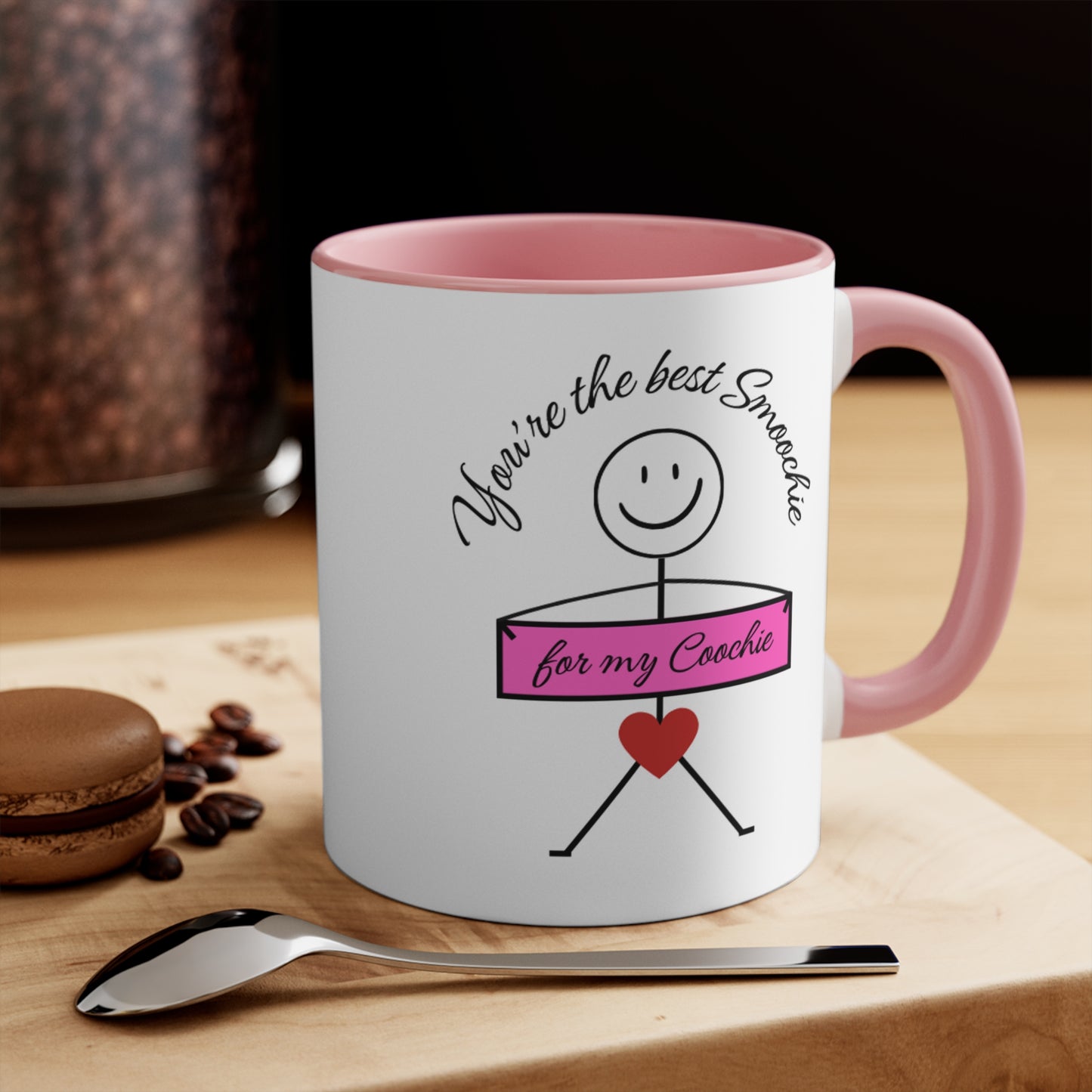 Funny mug for partner boyfriend girlfriend kissing intimate kisses Valentines Day birthday anniversary smoochie on your coochie